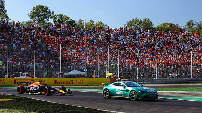 Max Verstappen behind the safety car at the Italian Grand Prix